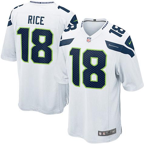 Nike Seattle Seahawks 18 Sidney Rice Game White Mens Jersey